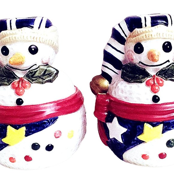 Vintage. Snowman Candlestick Holders Epoch Collection by Noritake, Taper Candle - Picture 3 of 13